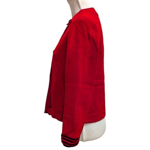 VTG GiBi Roma Italy Women's Size 10 Red 100% Wool Knitted Double-Breasted Jacket - Picture 4 of 8